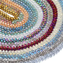 1 Strand About 90Pcs 6mm Crystal Glass Water Drop Shape AB Color Beads For DIY Bracelets Necklaces Jewelry Making Craft Supplies