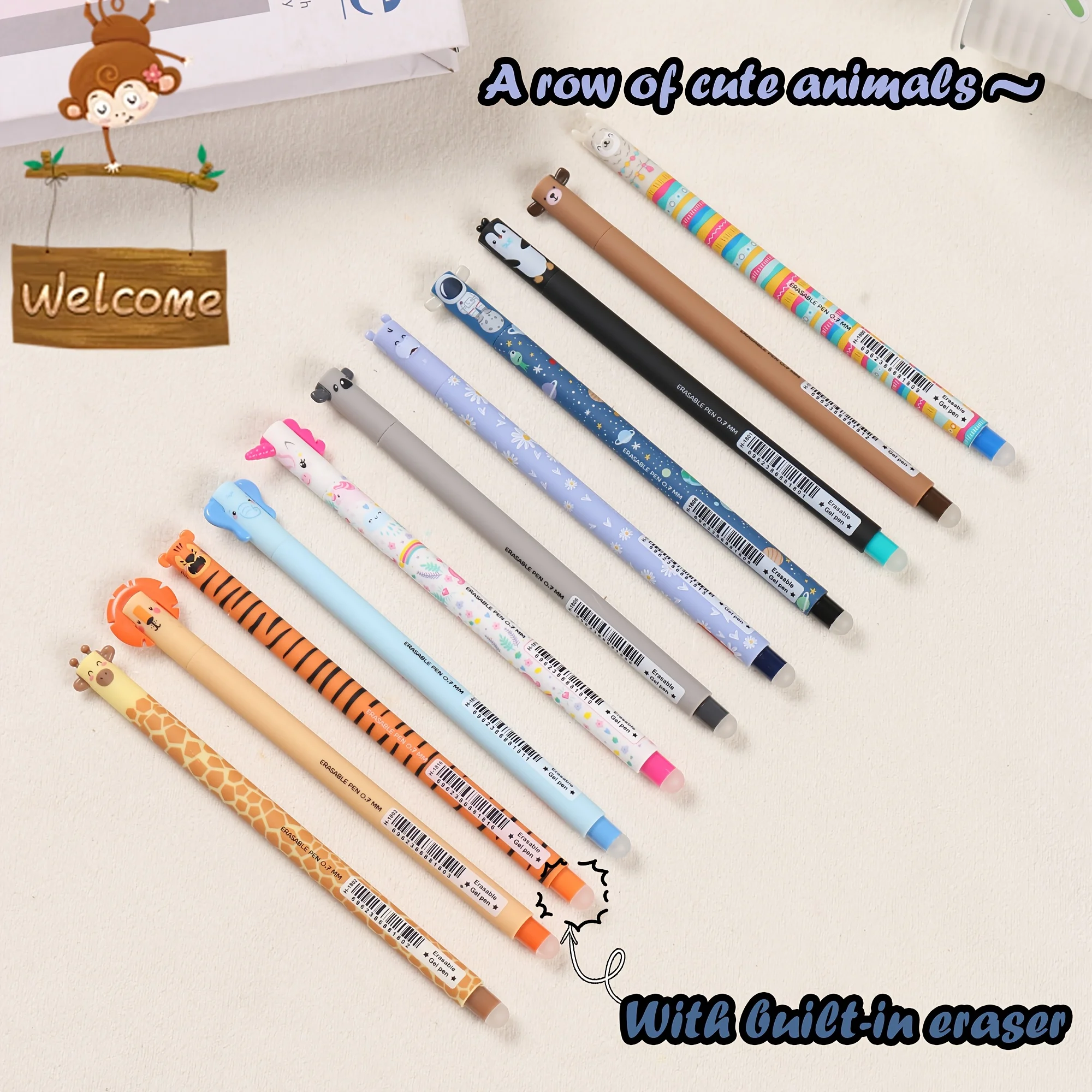 

Pack of 5, Random Designs, Cute Animal Erasable Pens, Smooth and Easy to Erase, Practical Choice for Students, Retro Style Office Signature Writing Tool | Creative Decorative Gift Pens, Suitable for Back-To-School Season, Christmas, and Holiday Stationery