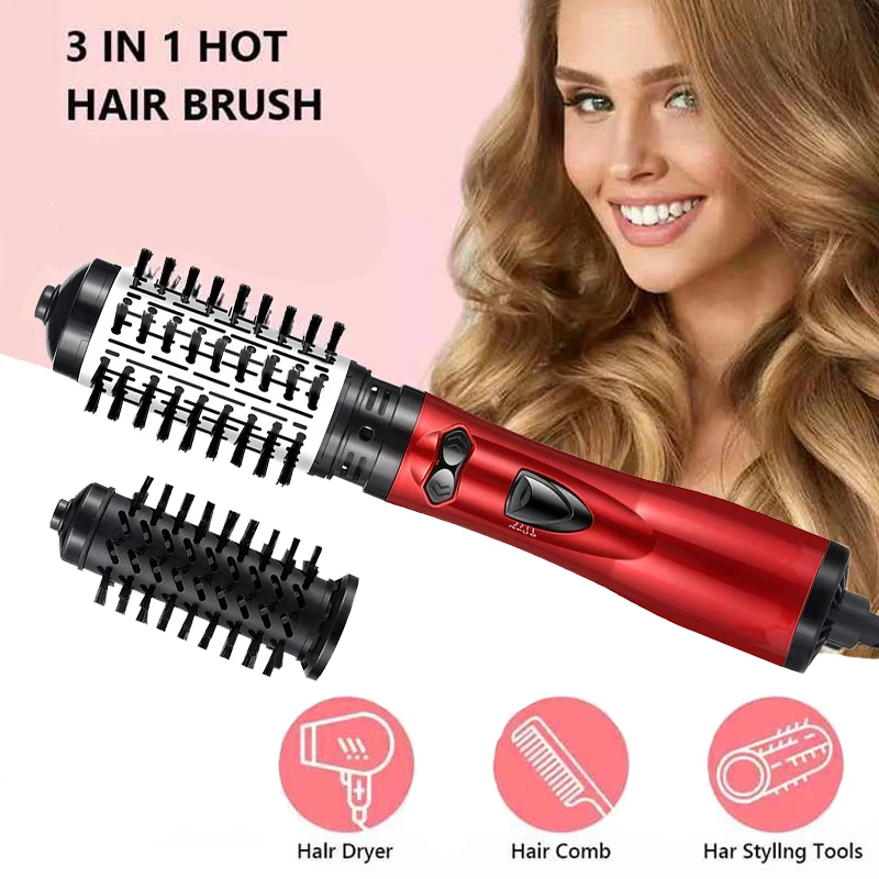 

Hot Air Brush Styler 3 In 1 Rotating Electric Hair Straightener Curler Comb Roller One Step Electric Ion Blow Dryer Brush