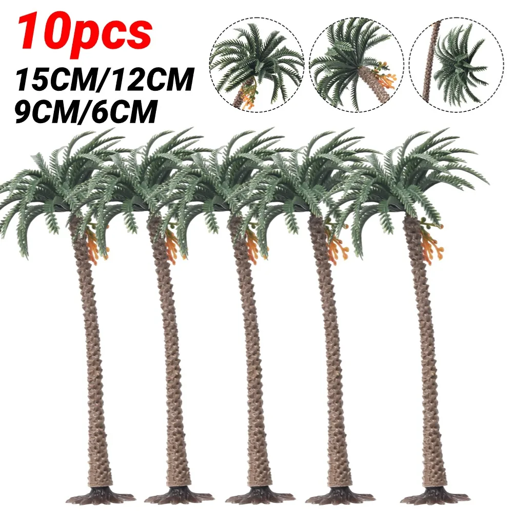 10Pcs 15/12/9/6CM Plastic Coconut Palm Tree Miniature Plant Pots Bonsai Craft Micro Landscape DIY Decoration Scenery Model