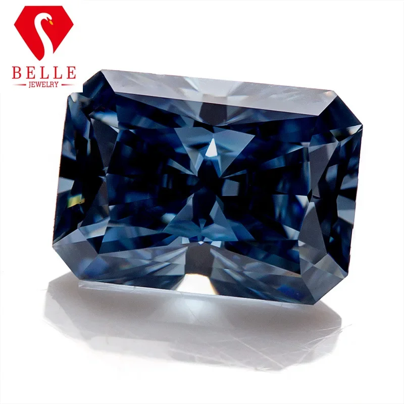 

Moissanite Stone Vivid Blue Color Brilliant Radiant Cut Loose Moissanite VVS1 GRA Certificated Diamond Gems For Jewelry Making