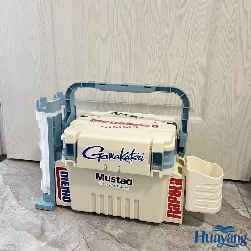 

Lure Tackle Box Thickened Portable Large Capacity Seat Available With Rod Holder For Anglers Outdoor Fishing Trips