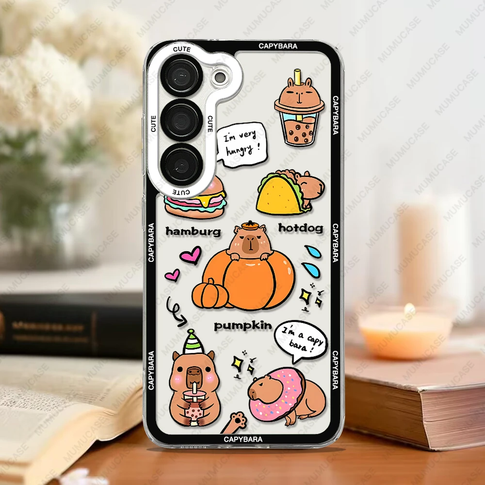 Cute Capybara Phone Case For Samsung Galaxy S25 S20 S21 S22 S23 S24 FE Plus Ultra A54 A53 A52 A34 5G TPU Cover