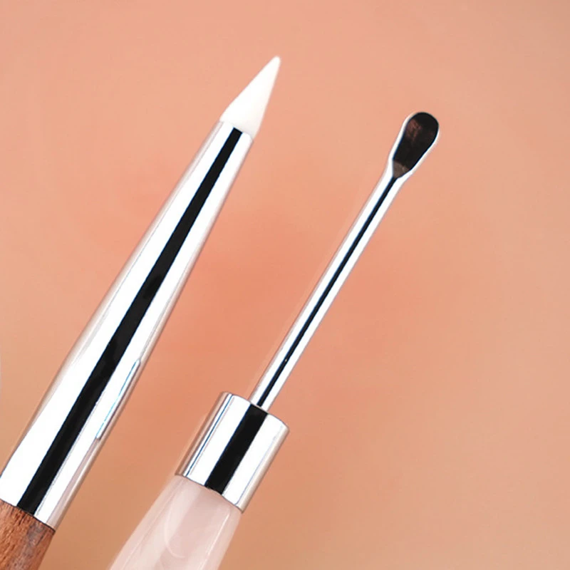 1/2Pcs Doppel Kopf Nail art Pinsel Silikon Spachtel Poly Nagel Gel Stift Maniküre Spitze Verlängerung Acryl Builder zubehör Stange Werkzeug
