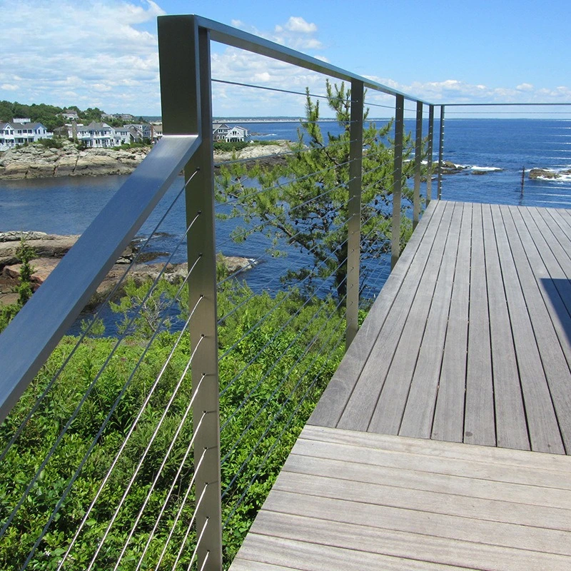 Customization Indoor and Outdoor Stainless Steel Handrail Post with Wire Cable Deck Railing for Stairs Villas Gardens Courtyards