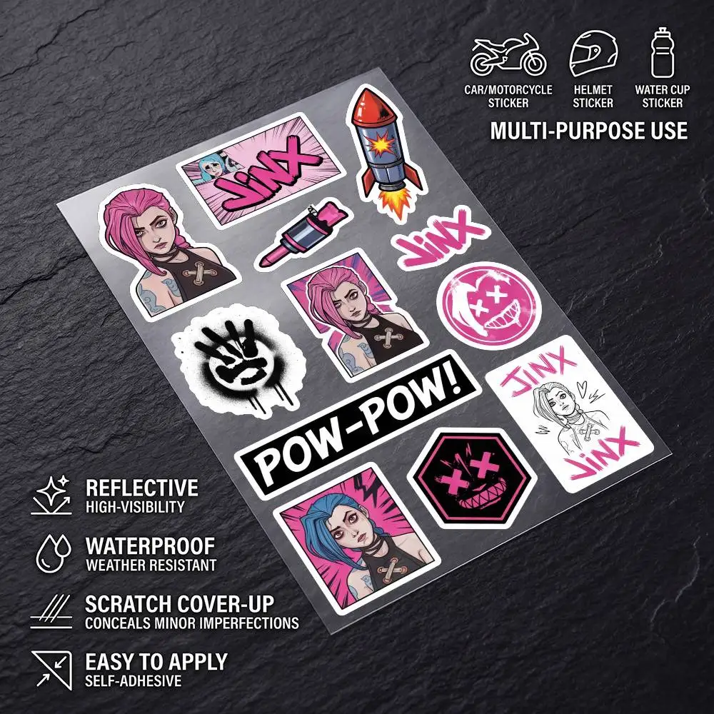 J-Jinx-x Fashion Universal Scratch Resist Reflective Waterproof Stickers For Auto Motorcycle Helmet Mug Refrigerator