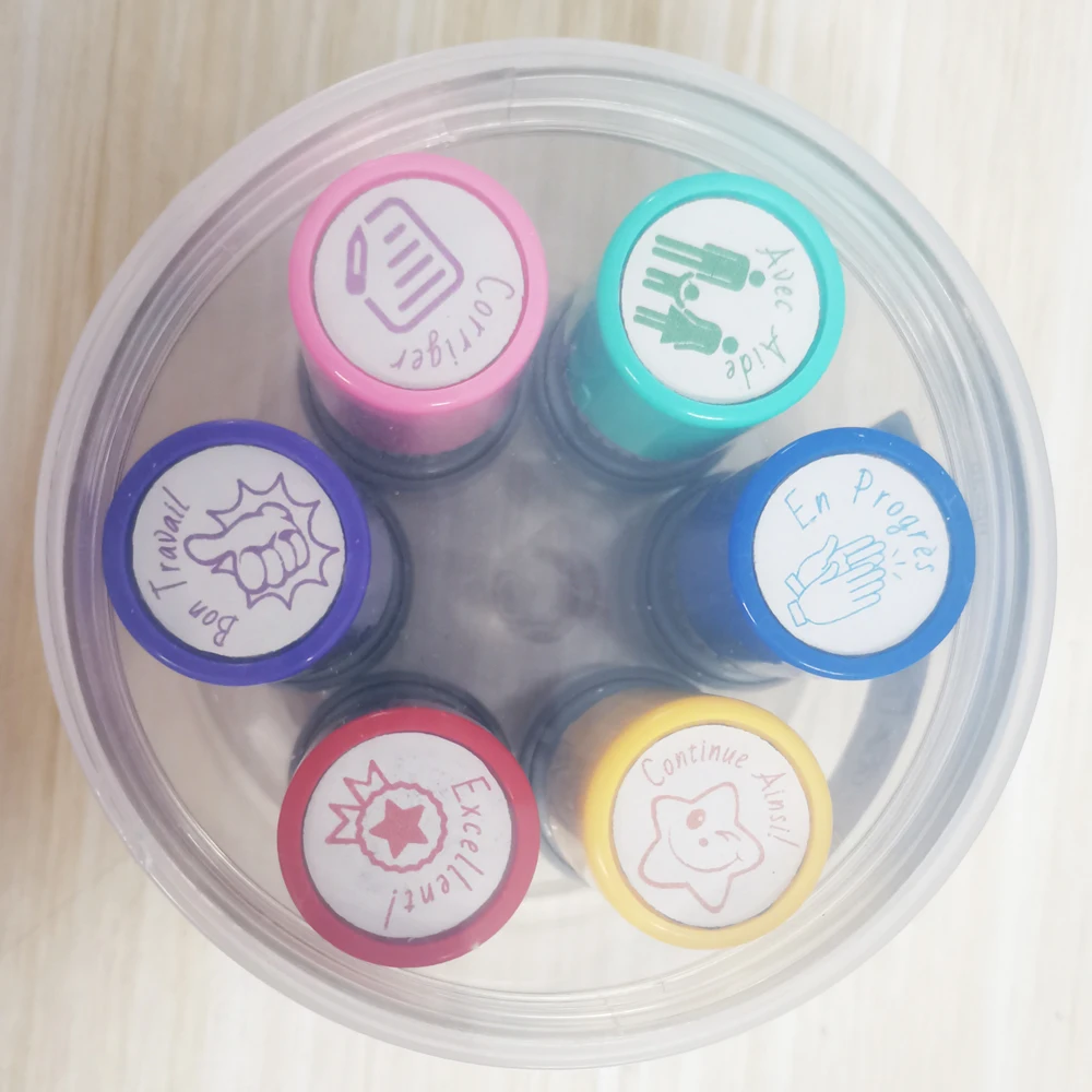 6 Teacher seals, Commendation Seal, Award Seal, Teacher Evaluation Award Seal, Cartoon color seal, transparent storage box for t