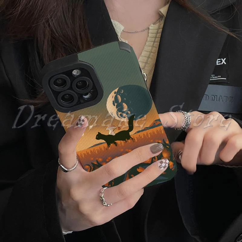 الخيال العلمي القط والفطر الحالات الهاتف آيفون 11 حالة 14 برو ماكس 15 16 برو ماكس آيفون حالة آيفون 13 #6