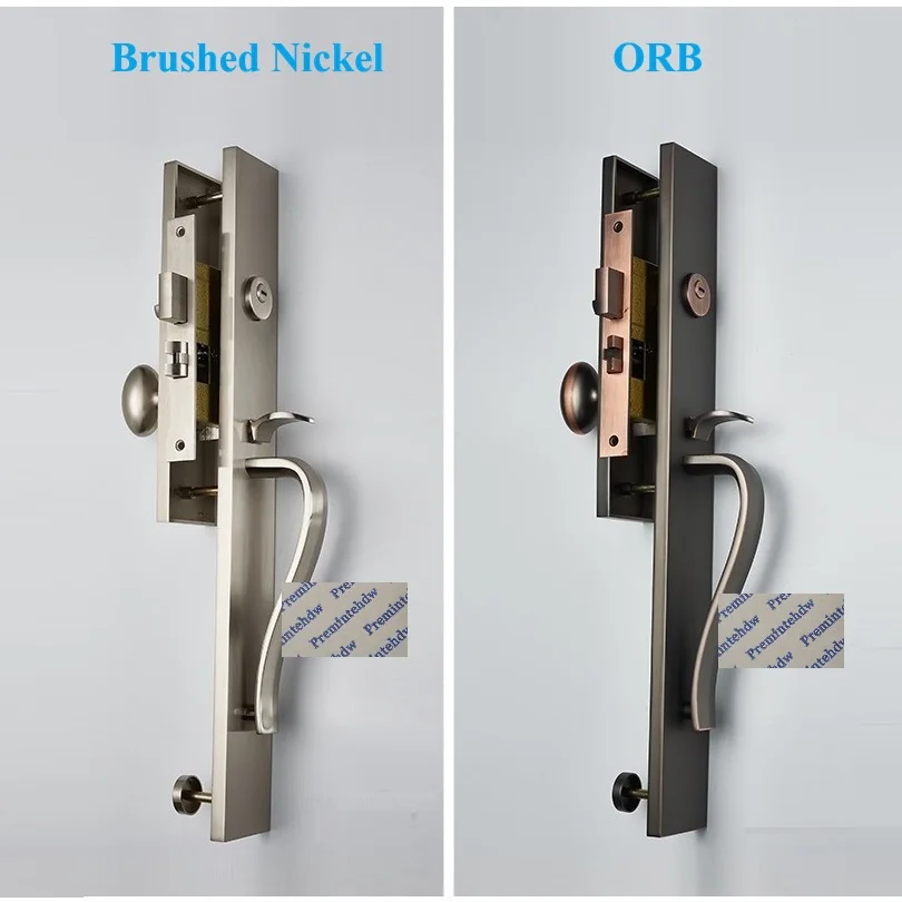 1Set Zinc Rectangular Villa Front Door Lockset Handlset With Thumb Knob Brushed Nickel ORB