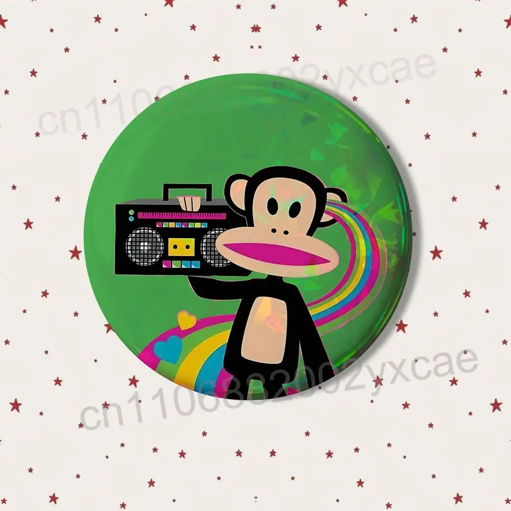 Dies ist ein Affen-Paul-Frank-Abzeichen für Rucksäcke, Kleidungsdekoration, runde Brosche aus Weißblech, lustige, individuelle Geschenke für Freunde – Detail 14