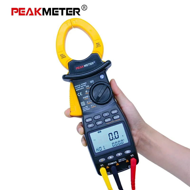 Digital 3 Phase Harmonic Power Clamp Meter with RS232 Data Interface MS2205