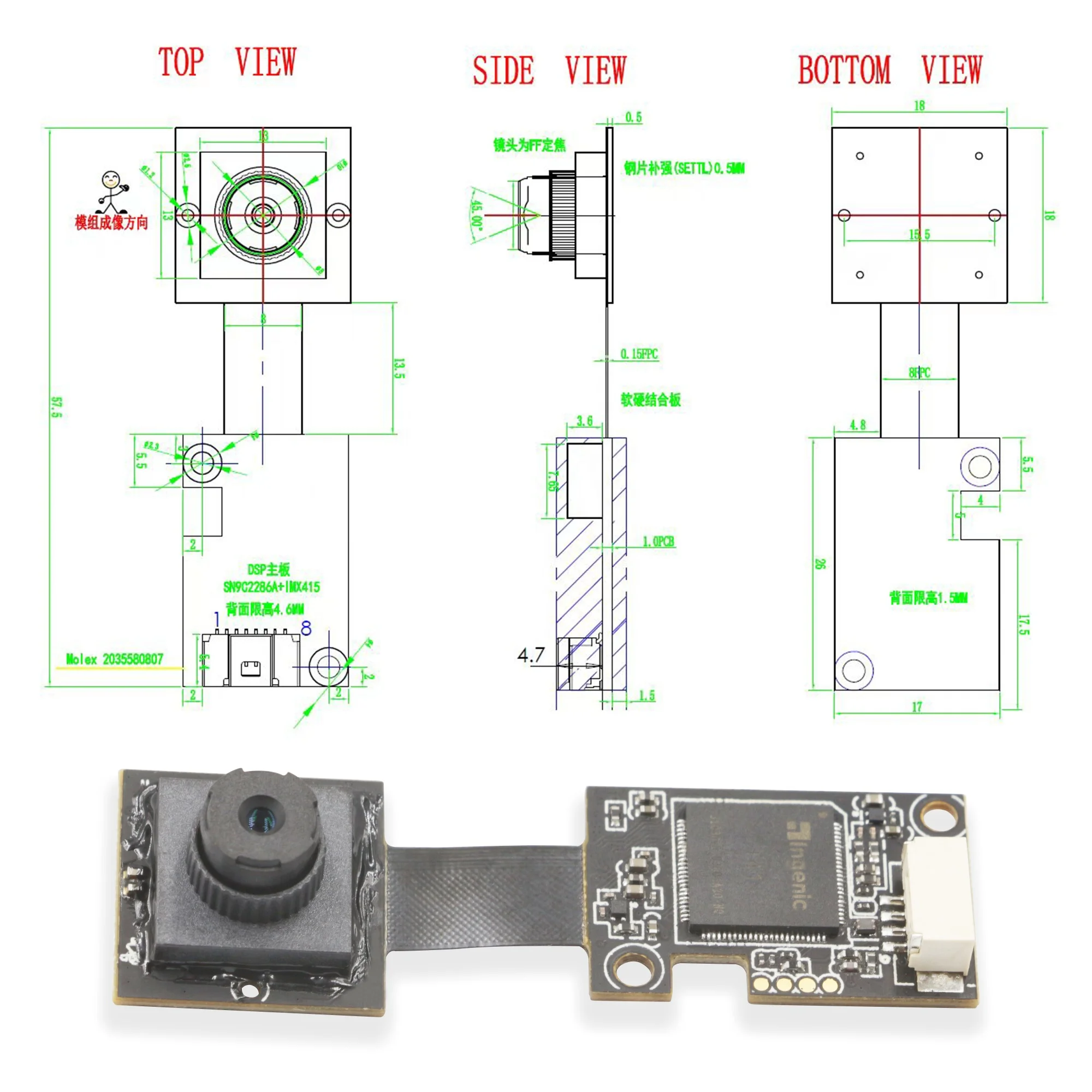 

4K 8MP IMX415 3840*2160 USB Android Camera Face Recognition Scanning Camera Module Cmos Camera Module