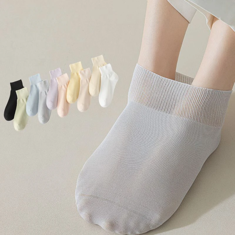 

3 Pairs Women Socks 95% Cotton New High Quality Spring Summer Cotton Breathable Mesh Solid Color Short Candy Antibacterial Deodo