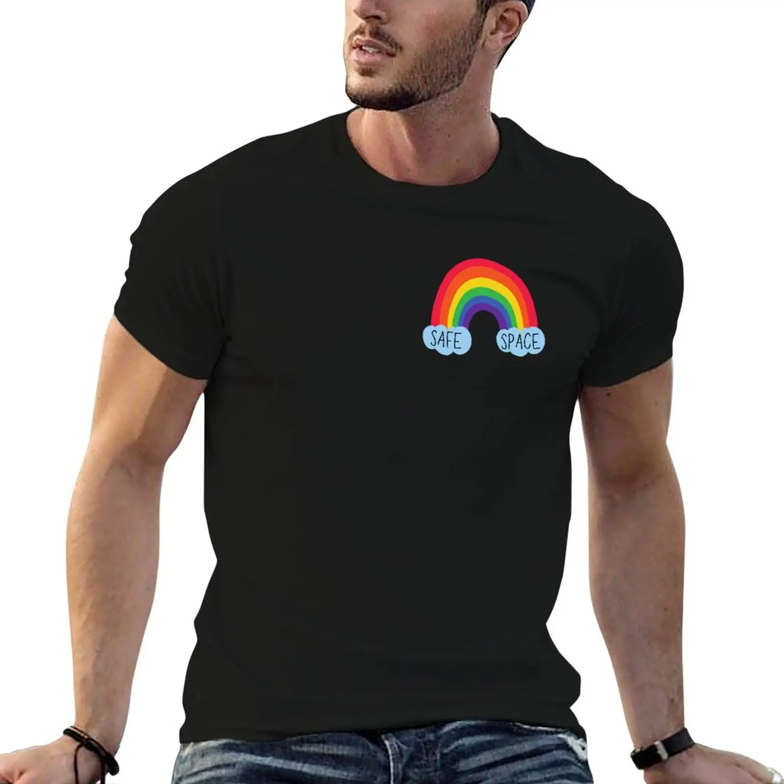 Safe Space Rainbow T-Shirt Casual Basic Street Style T-Shirt