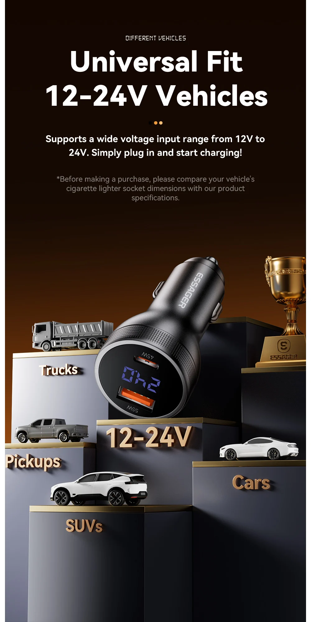 Essager 100W Car Charger USB C Quick Charge PD 45W for iPhone 15 Pro 14 Xiaomi Poco Samsung Galaxy S24 Fast Charger Charging