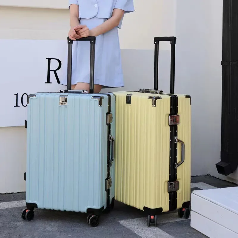 Boîte d'embarquement à mot de passe pour étudiant, cadre en aluminium, roue de bagage universelle, voyage le plus récent, 20 boîtes de transport, 22 pouces, 24 pouces, 26 pouces, grande capacité