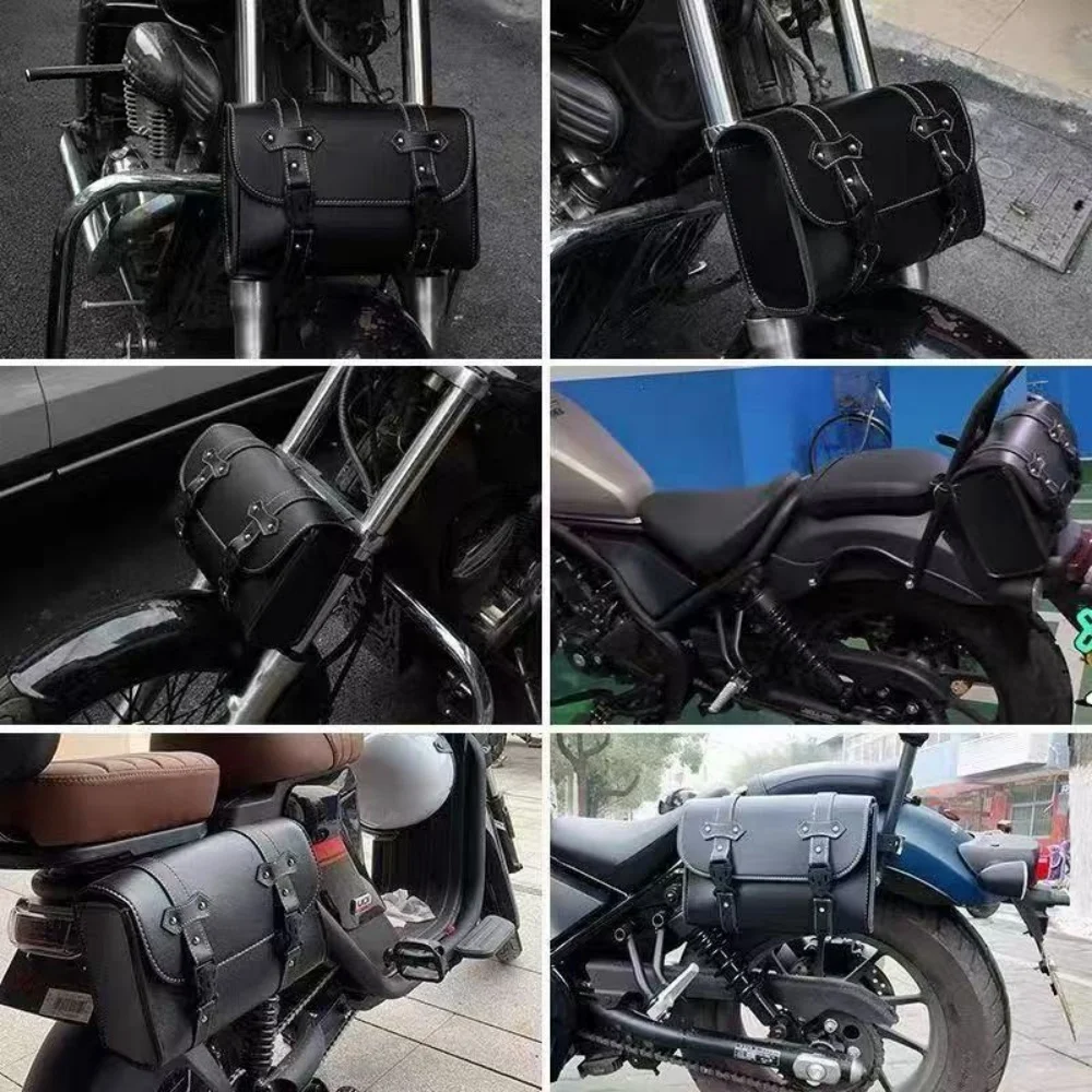 Motorcycle Bag Saddlebags PU Leather Front Fork Tail Saddle Bag Luggage For Harley Chopper Bobber Cruiser Sportster XL 883 1200