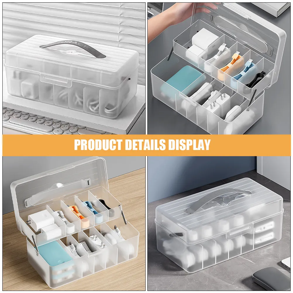 Cable Management Box with Lid Dustproof Cord Organizer Case Slim Computer Electronic Charger Storage Box Desk Office Home Use