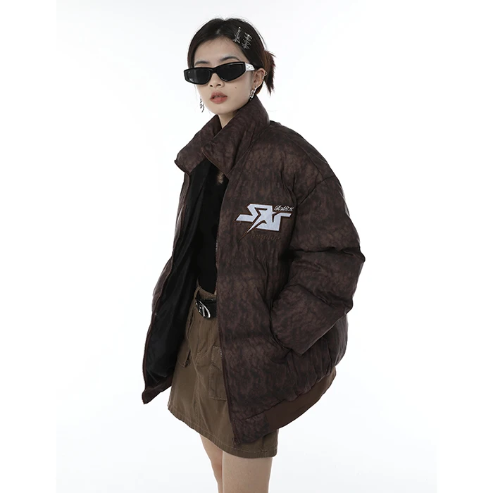 Streetwear Hippop Letter Embroidery Parkas Harakuju Casual All-match Zip Up Thicken Jackets Fall Winter 2022 Fashion Y2k Coats