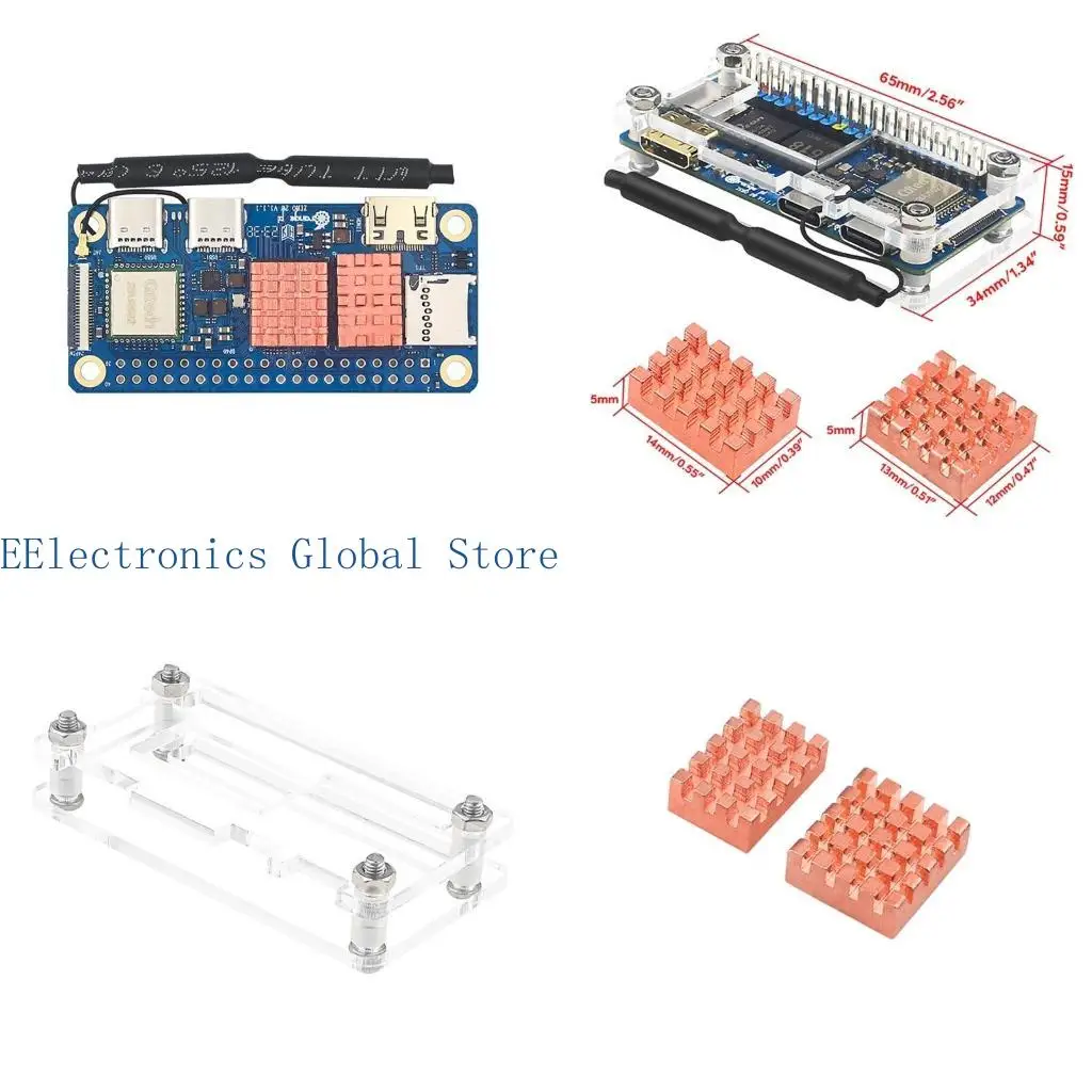 

462B Zero2W Acrylic Case Transparent Shell with 2PCS Copper Heat Sink