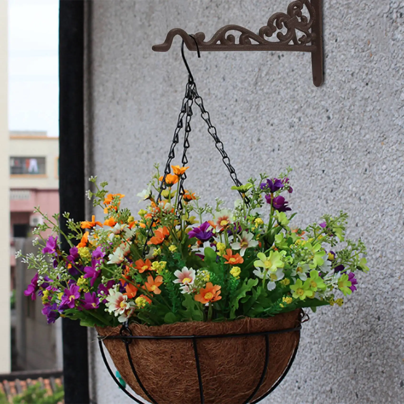 BAAG-2 Упаковка Чугунная вешалка для растений Подвесная корзина для цветов Настенный крючок с винтами, Винтажные металлические настенные подставки для кормушек для птиц, Pl