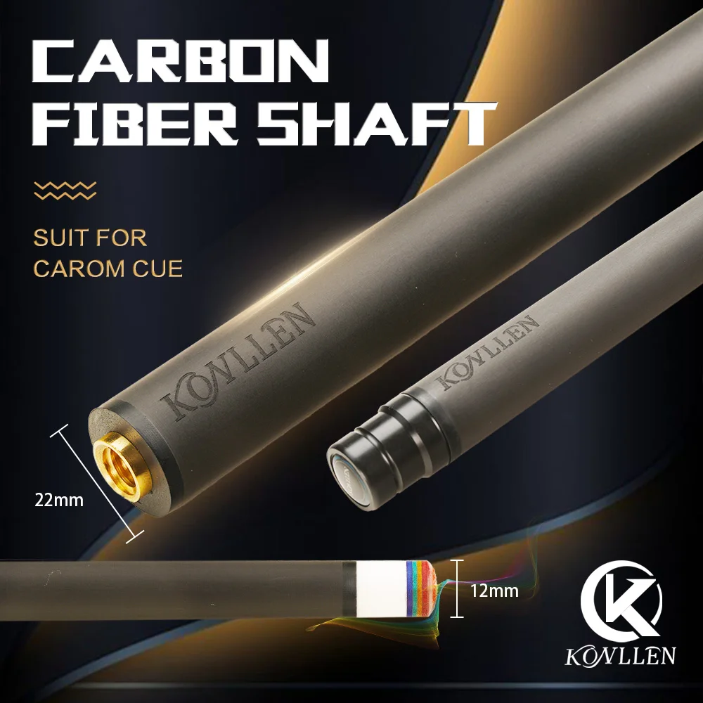 Varilla de fibra de carbono para taco de carambola KONLLEN con junta de pasador Uni-Loc de 3/8 x 8, punta de 11,8-12 mm, varilla única para taco de carambola de 3 bandas