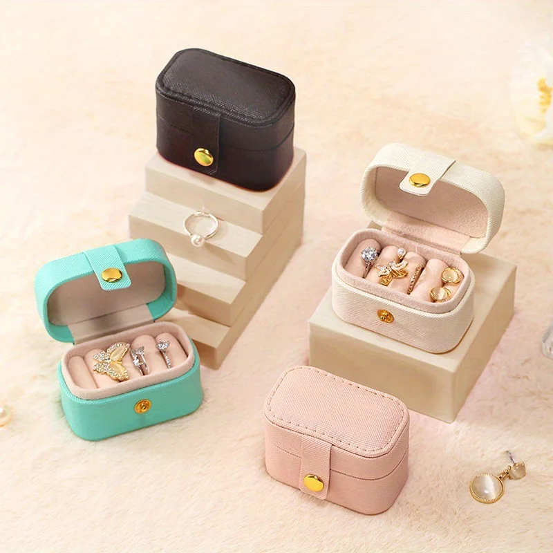 Mini Ring Box Portable Travel Earrings Ring Storage PU Leather Jewelry Box Multifunctional Storage Box Jewelry Organizer