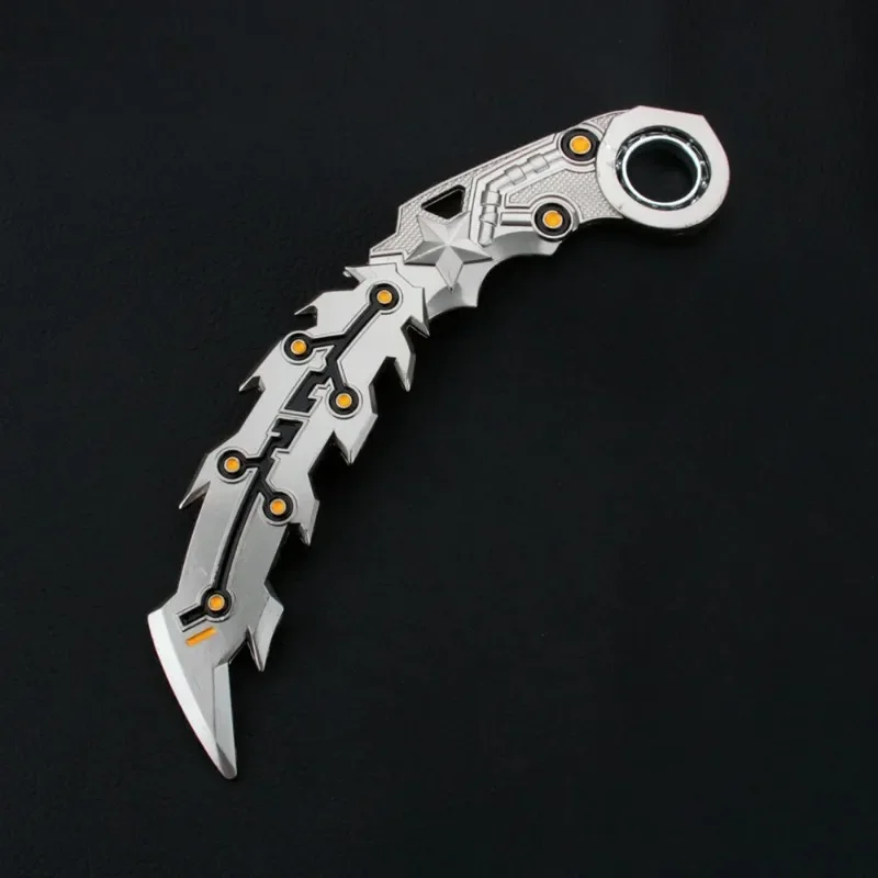18cm 삶과 죽음 게임 주변기기 회전식 Karambit 합금 모델 골든 드래곤 클로 나이프 안전 야외 전술 칼 완구