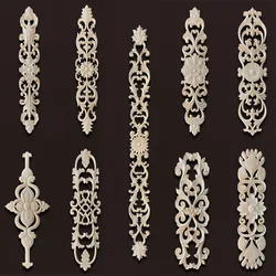 Wood decorative long carved onlay applique Vintage furniture accessories Cabinets Wood flower crafting Wood decals home decor
