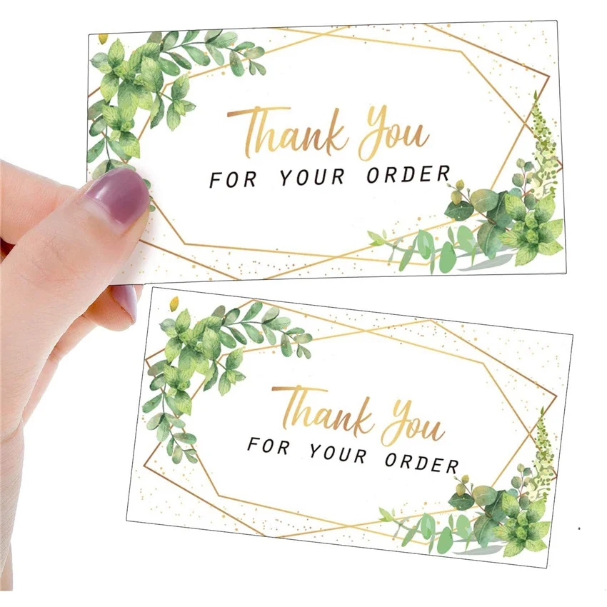 Greenery Leaves Thank You For Your Order Cards Greeting Appreciation Cardstock Labels For Small Shop Gift Packaging Wedding Card