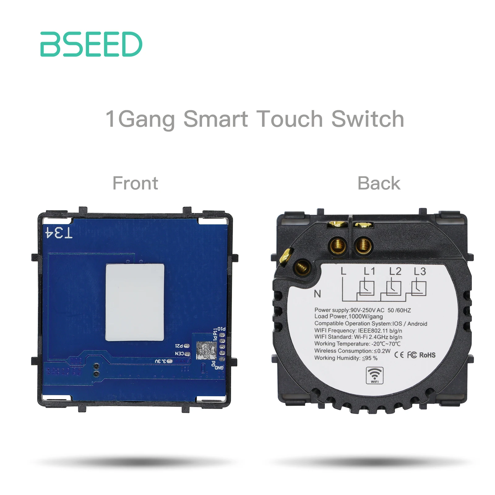 BSEED 1/2/3Gang WIFI Touch Schalter Nur Teil Glas Panel Smart Dimmer Vorhang Schalter Funktion DIY Teil EU Wifi Buchse Teile