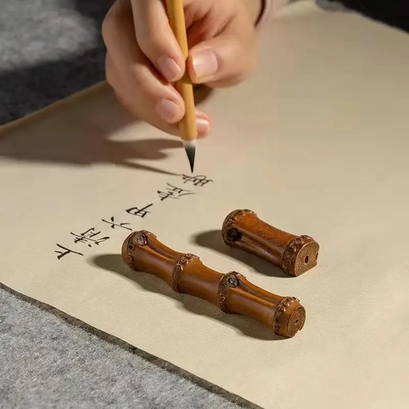 Natuurlijke Bamboe Wortel Borstel Penhouder Chinese Kalligrafie Schrijven Borstel Pen Rest Schilderen Pennen Houder School Briefpapier Leveringen