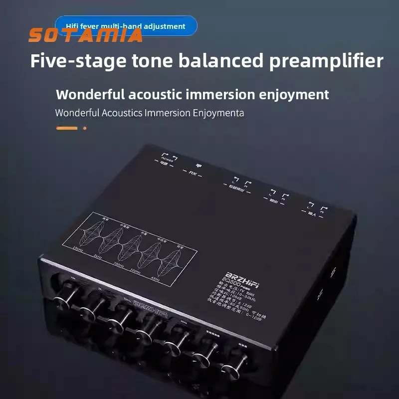 

SOTAMIA EQ500SE Audiophile Preamp Amplifier HIFI 5 Segment EQ Tone Audio Processing Effector Small Mixer Speaker Bluetooth