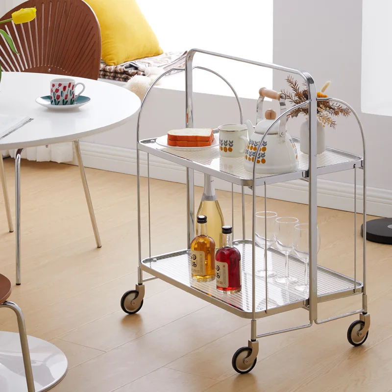 عربة متنقلة قابلة للطي في العصور الوسطى، رف مزدوج للتخزين على الإنترنت، سيارة طعام المشاهير #1