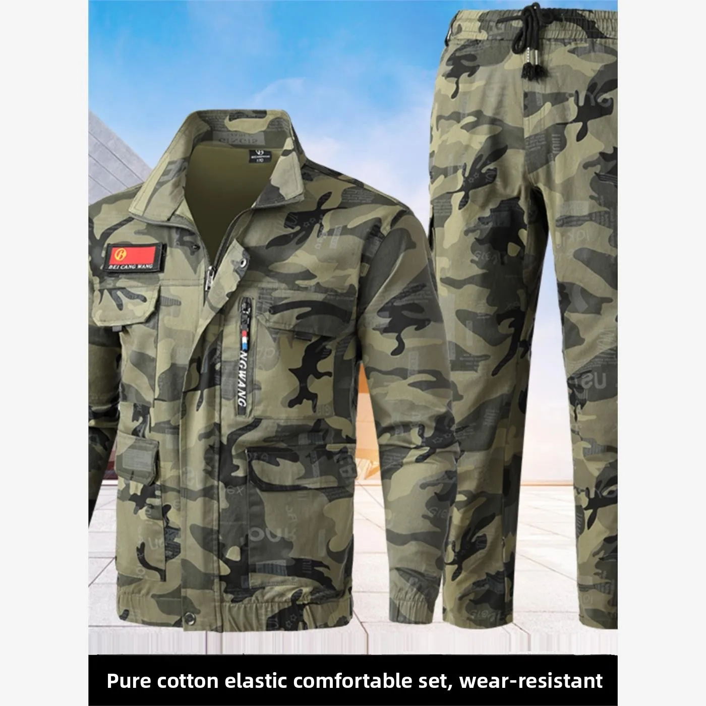 

Утолщенный рабочий костюм из чистого хлопка для мужчин, термостойкий, для строительных работ, защитный, камуфляжный, спрей-окрашенный