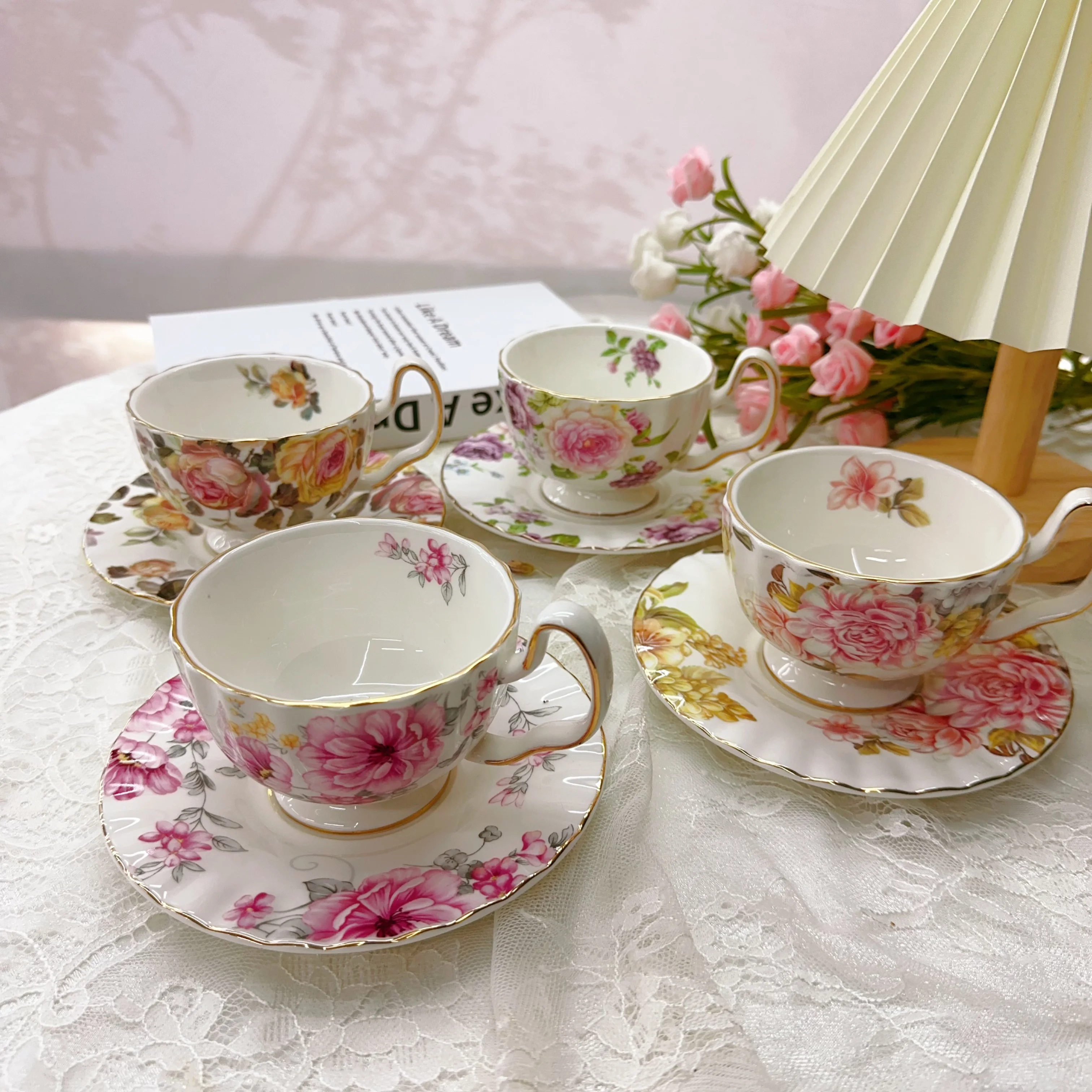 

Изысканная четырехсезонная Цветочная чашка в европейском стиле, тарелка, керамический послеобеденный чай, кофейная чашка, тарелка, Подарочная коробка 180 мл