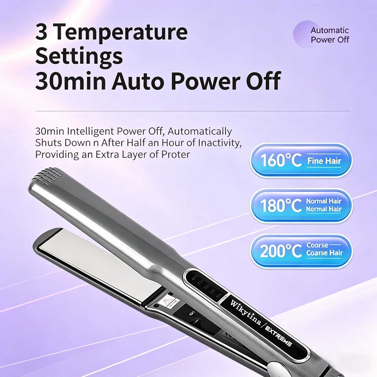 

Lizze Style 2 in 1 Hair Straightener Curler Nano Titanium Dual Purpose for Straight or Fluffy Curls Portable Home Use