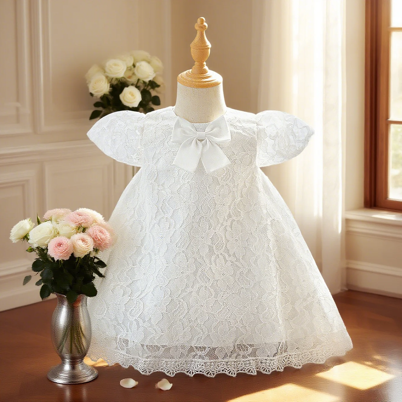 

Baby's first birthday dress Korean style lace dress one-year-old birthday clothes female princess dress fluffy yarn super fairy