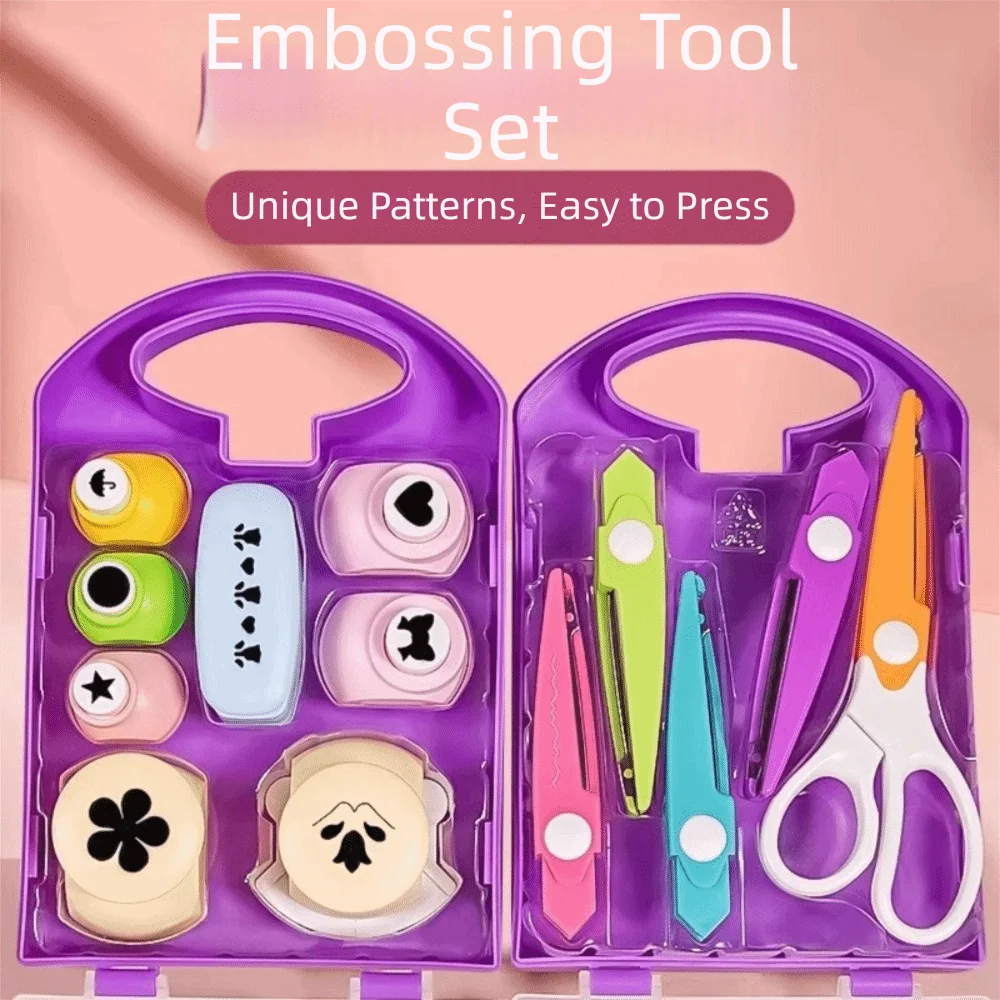 Punching Tool Hole Punch Set Art Projects Educational Embossing Machine Set Flower Embossing Manual Star Puncher