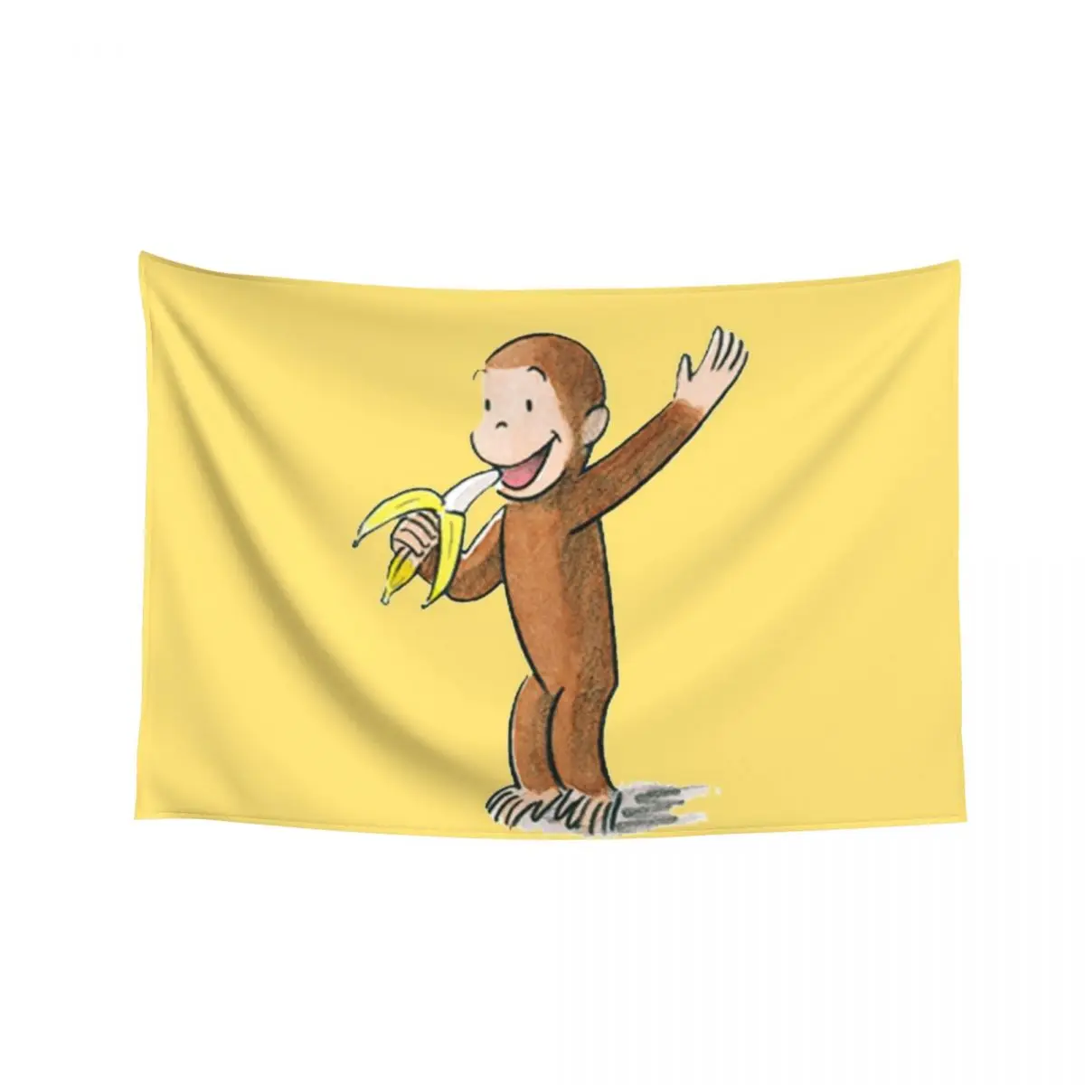 

Curious George eating a banana Tapestry Funny Cute Decor Room Decor Cute Room Aesthetic Tapestry