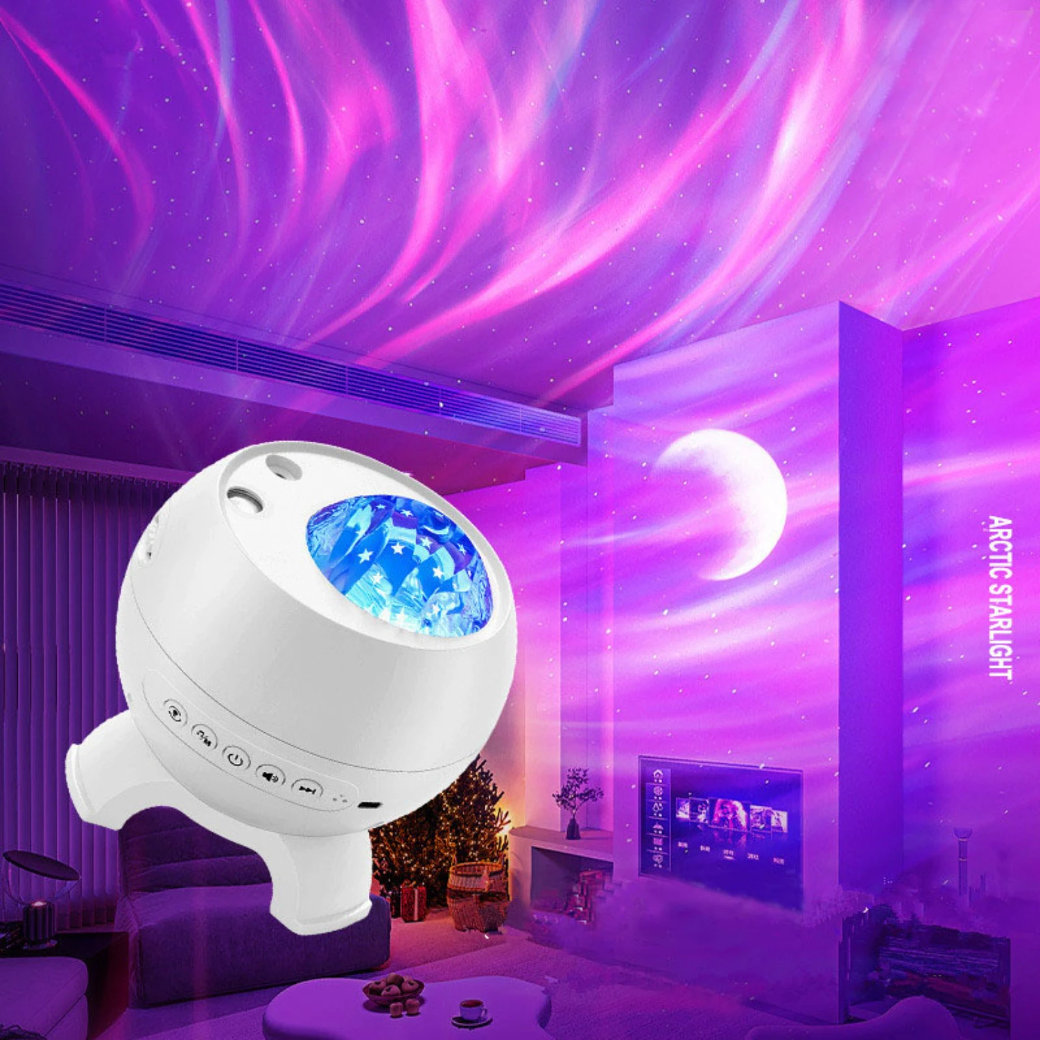 New Transform Your Bedroom into a Enchanted and Magical Space with the Stunning Wireless Aurora Northern Lamp Ambient Projector 