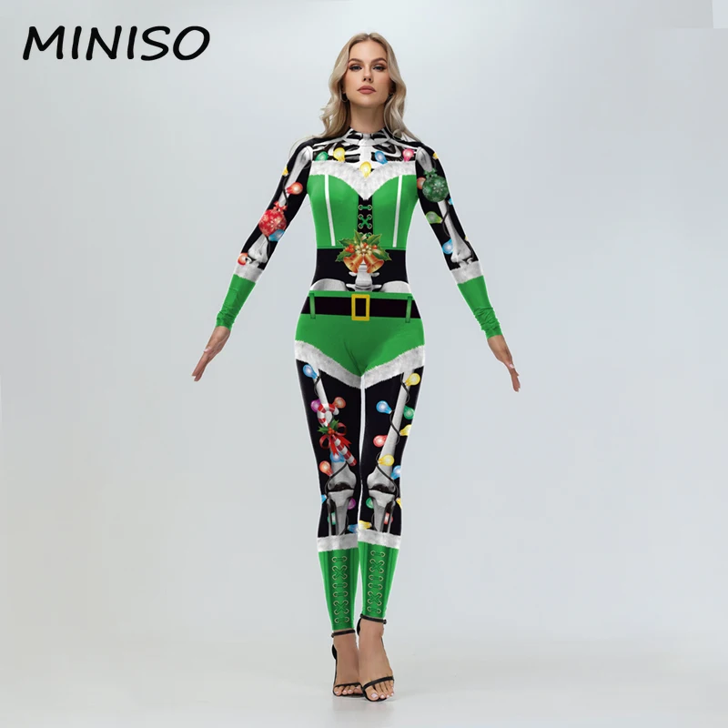 MINISO Halloween Party Cosplay Costume Zenati Bodysuits 3D Printed Christmas Carnival Performance Jumpsuit Women Clothing