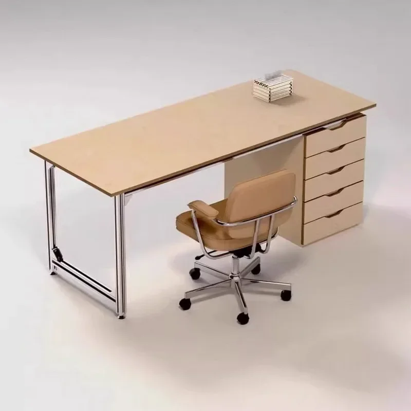 Tablero de abedul Ocean, cajón de madera maciza, escritorio para el hogar, ordenador minimalista, estudio, escritura, perfil de aluminio