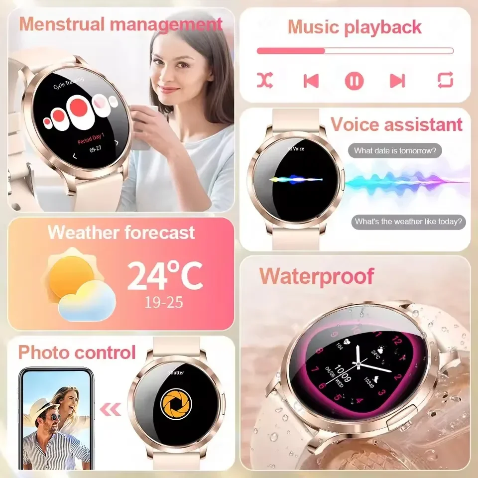 2025New 7.3MM Ultra Slim HD AMOLED Smart Watch Women Screen Always Display Time Heart Rate BT Calling High-end Fashion Smartwatc - Image 6