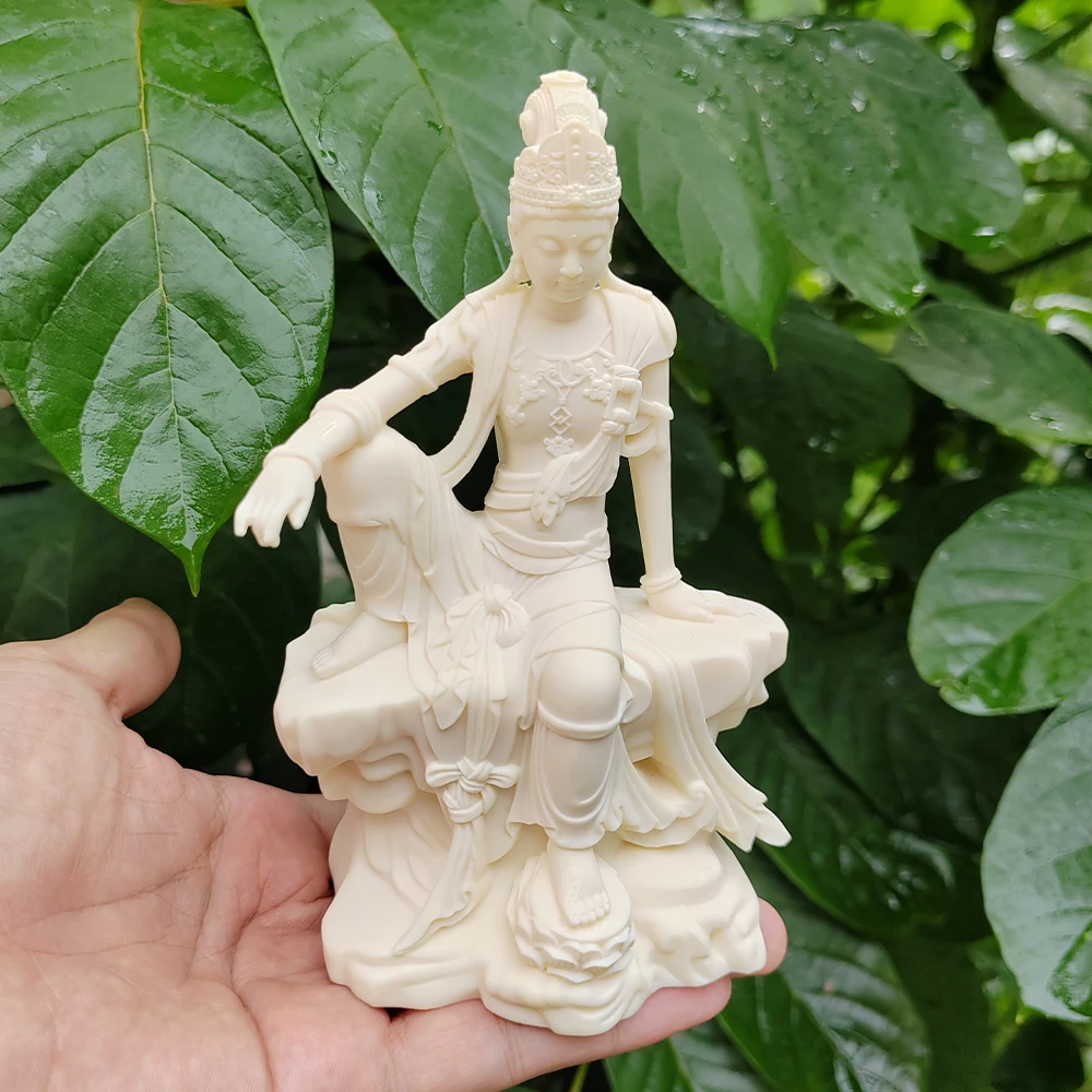 White Resin Guanyin Bodhisattva Sculpture, Birthday Gift, Christmas Gift, Halloween Decoration, Party Decoration, Creative Desktop Ornament, Office Decoration, Holiday Decoration, Statue Ornament view 4