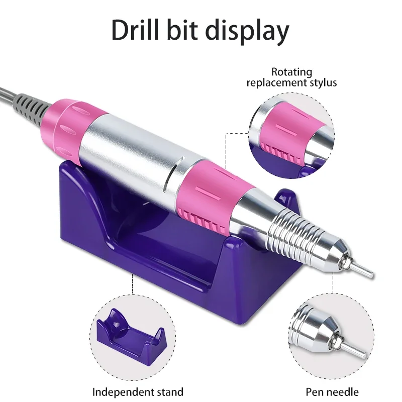 Portátil Elétrica Nail Drill, Profissional Máquina Manicure, Sander Set, Unha Broca, Salon Polidor Equipamentos, 35000RPM