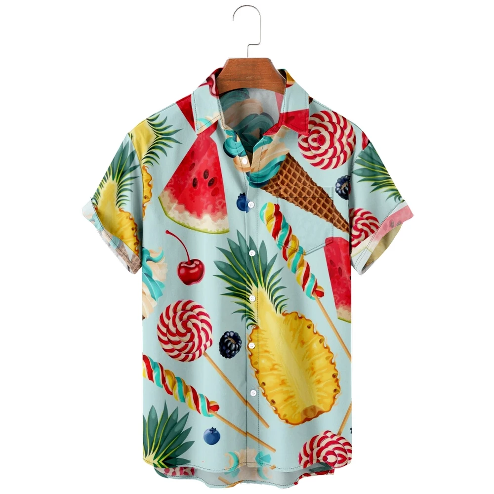 2022 fruit sink Shirts For Men 3d Printed Men's Hawaiian Shirt Beach 5xl Short Sleeve Fashion Tops Tee Shirt Men Blouse