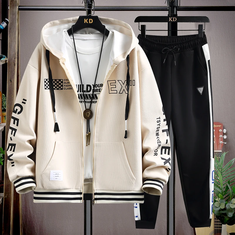 

Mens Baseball Jacket Set Teen Boys Varsity Outfit 2025 New Spring Fall Track Suit Youth Casual Street Wear Sets