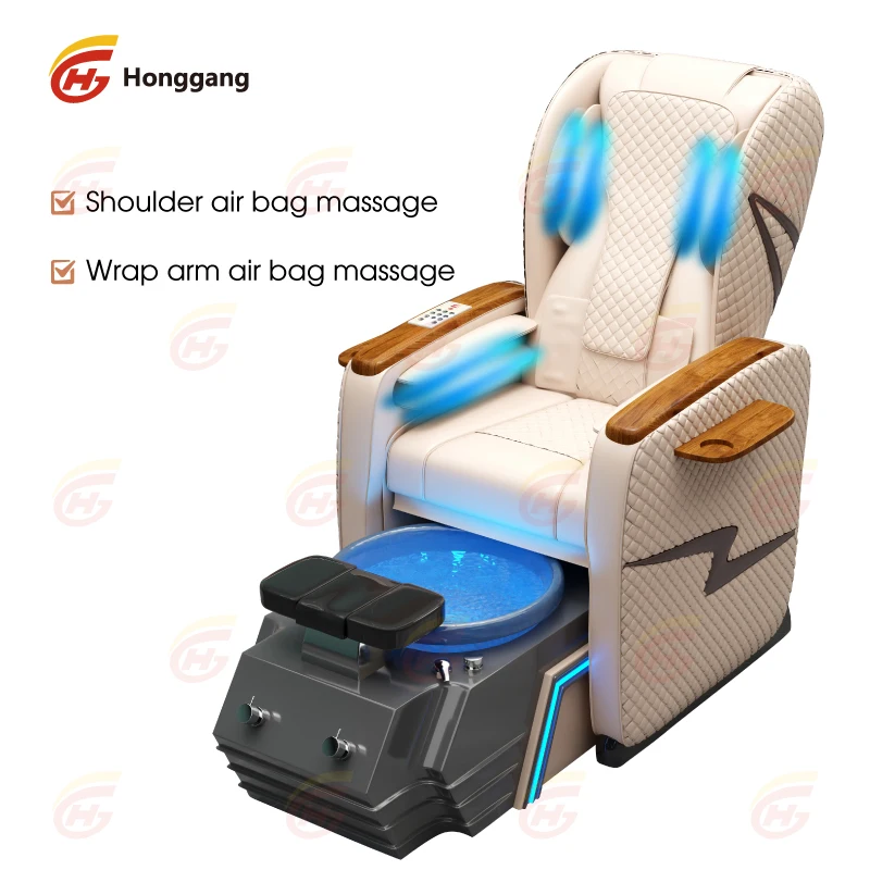 2024 honggang wholesale luxury spa nail foot massage electric pedicure chairs with pump drain for sale