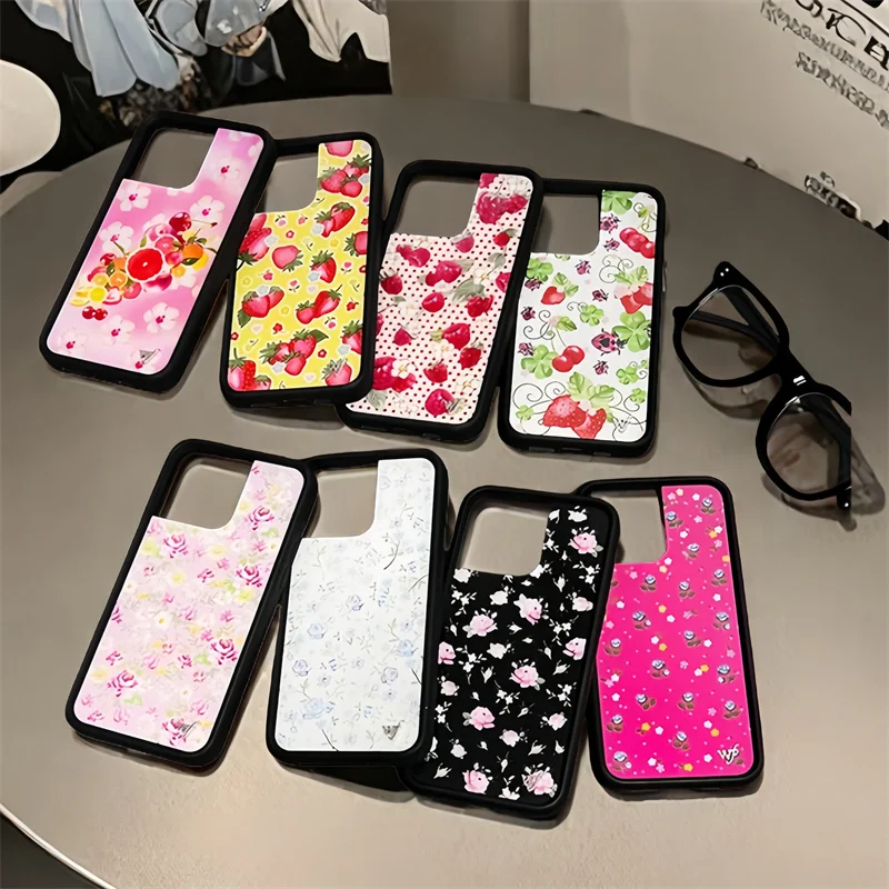 Wildflower الفراولة حقول الأزهار قضية الهاتف آيفون 17 برو 12 13 14 15 16 برو ماكس زائد سلطة الفاكهة البق التوت wf غطاء #2
